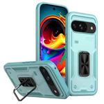 For Google Pixel 9 / 9 Pro Ring Holder PC Hybrid TPU Phone Case(Blue)