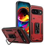 For Google Pixel 9 / 9 Pro Ring Holder PC Hybrid TPU Phone Case(Red)