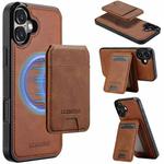 For iPhone 16 Plus LC.IMEEKE L3 Series Detachable RFID Card Bag Magsafe Phone Case(Brown)