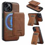 For iPhone 15 Plus / 14 Plus LC.IMEEKE L3 Series Detachable RFID Card Bag Magsafe Phone Case(Brown)