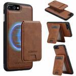 For iPhone SE 2022 / 2020 LC.IMEEKE L3 Series Detachable RFID Card Bag Magsafe Phone Case(Brown)
