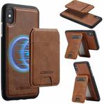 For iPhone XR LC.IMEEKE L3 Series Detachable RFID Card Bag Magsafe Phone Case(Brown)