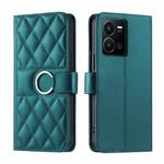 For vivo Y35 4G / Y22s 4G / Y77E 5G Ring Buckle Rhombic Leather Phone Case(Green)