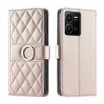 For vivo Y35 4G / Y22s 4G / Y77E 5G Ring Buckle Rhombic Leather Phone Case(Rose Gold)