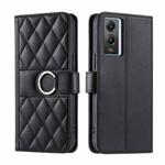 For vivo Y55s 2023 5G / Y75 5G Ring Buckle Rhombic Leather Phone Case(Black)