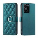 For vivo Y16 4G / Y56 5G / Y02s 4G Ring Buckle Rhombic Leather Phone Case(Green)