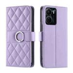 For vivo Y16 4G / Y56 5G / Y02s 4G Ring Buckle Rhombic Leather Phone Case(Purple)