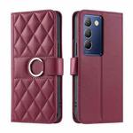 For vivo Y200E 5G Global / Y100 5G IDN Ring Buckle Rhombic Leather Phone Case(Red)