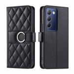 For vivo Y200E 5G Global / Y100 5G IDN Ring Buckle Rhombic Leather Phone Case(Black)