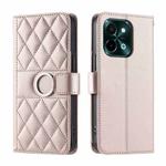 For vivo Y28 4G Global Ring Buckle Rhombic Leather Phone Case(Rose Gold)