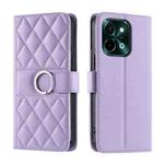 For vivo Y28 4G Global Ring Buckle Rhombic Leather Phone Case(Purple)