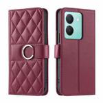 For vivo Y36 4G / 5G / Y27 5G Ring Buckle Rhombic Leather Phone Case(Red)