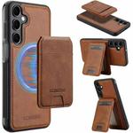 For Samsung Galaxy S23 FE 5G LC.IMEEKE L3 Series Detachable RFID Card Bag Magsafe Phone Case(Brown)