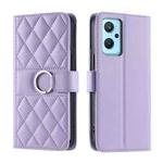 For OPPO A36 / A76  / A96 4G / K10 4G Ring Buckle Rhombic Leather Phone Case(Purple)