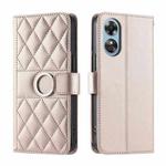 For OPPO A17 4G / A17K Global Ring Buckle Rhombic Leather Phone Case(Rose Gold)