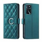 For OPPO A16 4G / A55 5G / A54 45G Ring Buckle Rhombic Leather Phone Case(Green)