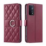 For OPPO A93 5G / A74 5G / A54 5G Ring Buckle Rhombic Leather Phone Case(Red)