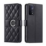 For OPPO A93 5G / A74 5G / A54 5G Ring Buckle Rhombic Leather Phone Case(Black)