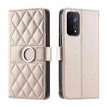 For OPPO A93 5G / A74 5G / A54 5G Ring Buckle Rhombic Leather Phone Case(Rose Gold)