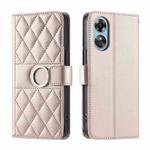 For OPPO A98 / F23 5G India Ring Buckle Rhombic Leather Phone Case(Rose Gold)