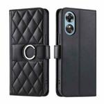 For OPPO A38 4G / A18 4G Ring Buckle Rhombic Leather Phone Case(Black)