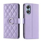 For OPPO A58 4G Global Ring Buckle Rhombic Leather Phone Case(Purple)