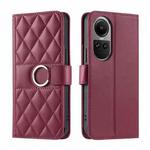 For OPPO Reno10 /10 Pro 5G Global Ring Buckle Rhombic Leather Phone Case(Red)