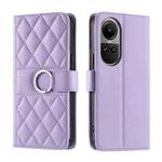 For OPPO Reno10 /10 Pro 5G Global Ring Buckle Rhombic Leather Phone Case(Purple)