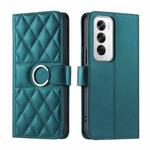 For OPPO Reno12 5G Global Ring Buckle Rhombic Leather Phone Case(Green)