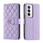 For OPPO Reno12 5G Global Ring Buckle Rhombic Leather Phone Case(Purple)