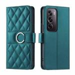 For OPPO Reno12 Pro 5G Global Ring Buckle Rhombic Leather Phone Case(Green)