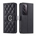 For OPPO Reno12 Pro 5G Global Ring Buckle Rhombic Leather Phone Case(Black)