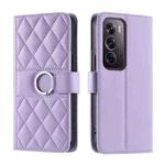 For OPPO Reno12 Pro 5G Global Ring Buckle Rhombic Leather Phone Case(Purple)
