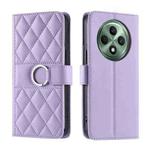 For OPPO Reno12 F 4G Global Ring Buckle Rhombic Leather Phone Case(Purple)