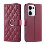 For OPPO Reno13 5G Ring Buckle Rhombic Leather Phone Case(Red)
