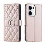 For OPPO Reno13 5G Ring Buckle Rhombic Leather Phone Case(Rose Gold)