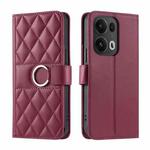 For OPPO Reno13 Pro 5G Ring Buckle Rhombic Leather Phone Case(Red)