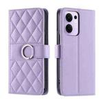 For OPPO Reno13 F 5G Global / 4G India Ring Buckle Rhombic Leather Phone Case(Purple)