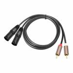 2 RCA Male to 2 XLR Male Audio Balance Cable, Length:1.5m(Black)