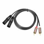 2 RCA Male to 2 XLR Male Audio Balance Cable, Length:3m(Black)