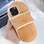 For iPhone 15 Pro Creative Plush Slipper Design TPU Phone Case(Light Orange)