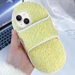 For iPhone 15 Creative Plush Slipper Design TPU Phone Case(Light Yellow)