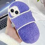 For iPhone 14 / 13 Creative Plush Slipper Design TPU Phone Case(Light Purple)