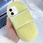 For iPhone 12 / 12 Pro Creative Plush Slipper Design TPU Phone Case(Light Yellow)