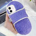 For iPhone 12 / 12 Pro Creative Plush Slipper Design TPU Phone Case(Light Purple)