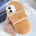 For iPhone 11 Creative Plush Slipper Design TPU Phone Case(Light Orange)