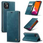For iPhone 12 / 12 Pro CaseMe-013 Multifunctional Retro Frosted Horizontal Flip Leather Case with Card Slot & Holder & Wallet(Blue)