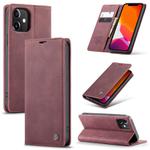 For iPhone 12 / 12 Pro CaseMe-013 Multifunctional Retro Frosted Horizontal Flip Leather Case with Card Slot & Holder & Wallet(Wine Red)