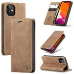 For iPhone 12 mini CaseMe-013 Multifunctional Retro Frosted Horizontal Flip Leather Case with Card Slot & Holder & Wallet(Brown)