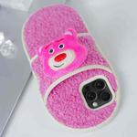 For iPhone 15 Pro Max Creative Plush Doll Slipper Design TPU Phone Case(Pink Bear)